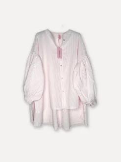 Alba Stripe Spring Summer Blouse, Light Pink