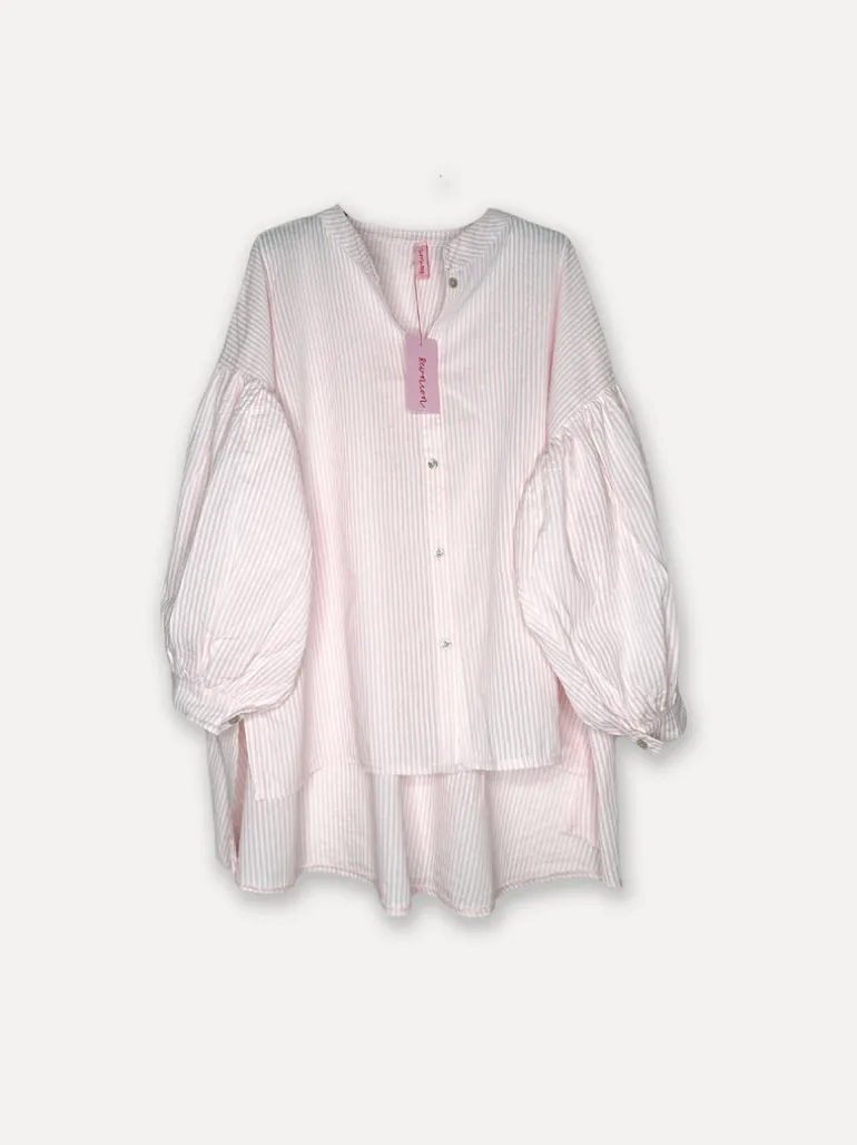 Alba Stripe Spring Summer Blouse, Light Pink