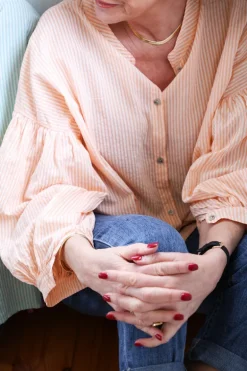 Alba Stripe Spring Summer Blouse, Peach