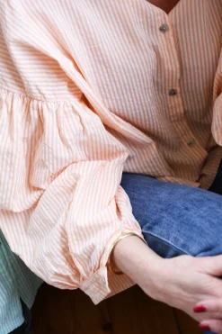 Alba Stripe Spring Summer Blouse, Peach