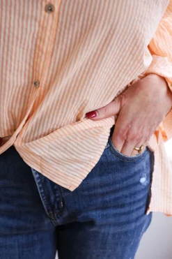 Alba Stripe Spring Summer Blouse, Peach