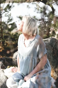 Astrid Attitude Linen Dress, Rainy Blue