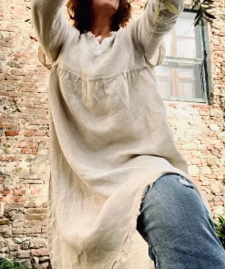 Astrid Attitude Linen Dress, Beige