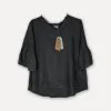 Attitude Around the Corner Linen Top, Dark Grey