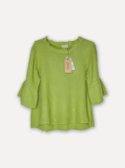 Attitude Around the Corner Linen Top, Olive Green