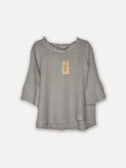 Attitude Around the Corner Linen Top, Taupe