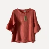 Attitude Around the Corner Linen Top, Tomato