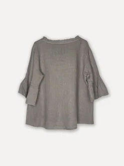 Attitude Around the Corner Linen Top, Taupe