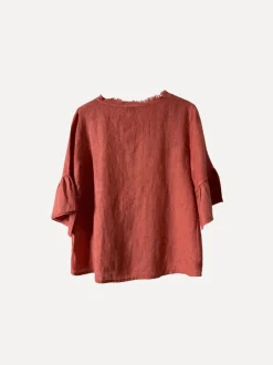 Attitude Around the Corner Linen Top, Tomato