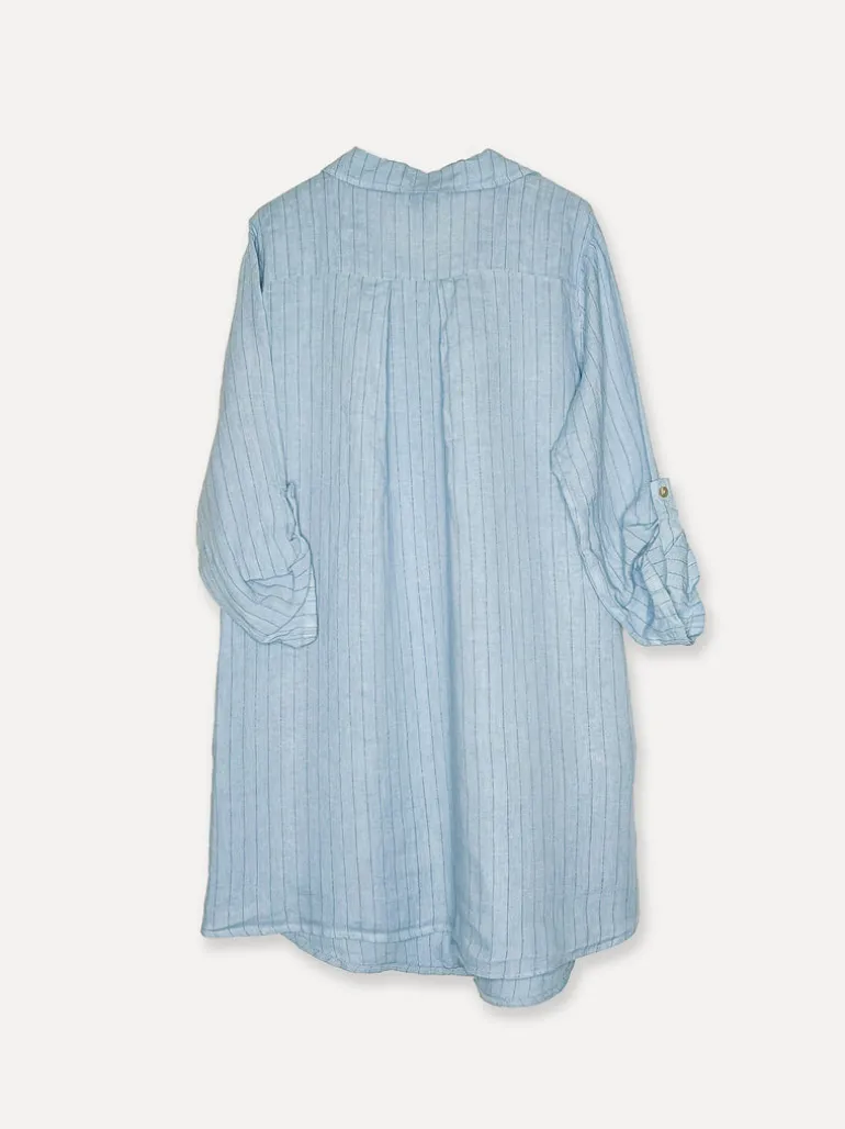 Attitude Oversized Long Shirt Dress, Sky Blue