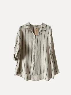Attitude Striped Linen Shirt, Beige