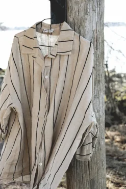 Attitude Striped Linen Shirt, Beige