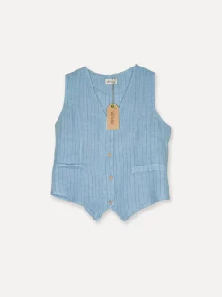 Attitude Sunsurfer Linen Vest, Sky Blue