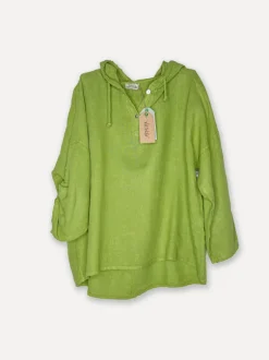 Attitude Surfer Linen Hoodie, Olive Green