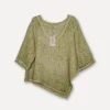 Attitude V-Neck Fancy Linen Blouse, Washed Moss Green