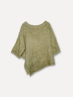 Attitude V-Neck Fancy Linen Blouse, Washed Moss Green