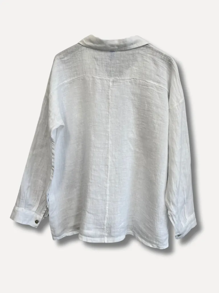 Back to Work Linen Shirt, White