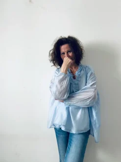 Beach Fiesta Glow Blouse, Sky Blue