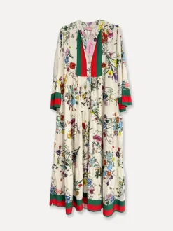 Biarritz Viscose Maxi Dress, Beige/Green