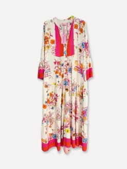Biarritz Viscose Maxi Dress, Beige/Pink