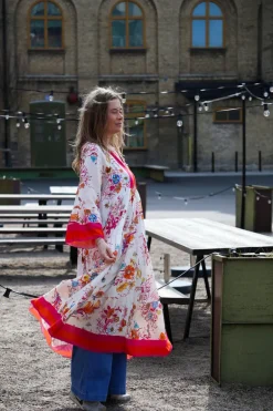 Biarritz Viscose Maxi Dress, Beige/Pink