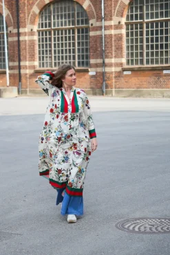 Biarritz Viscose Maxi Dress, Beige/Green