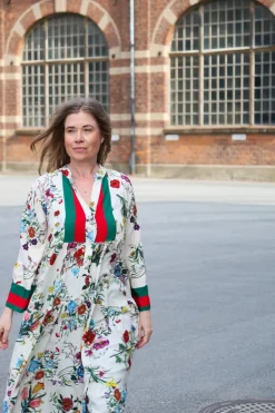 Biarritz Viscose Maxi Dress, Beige/Green