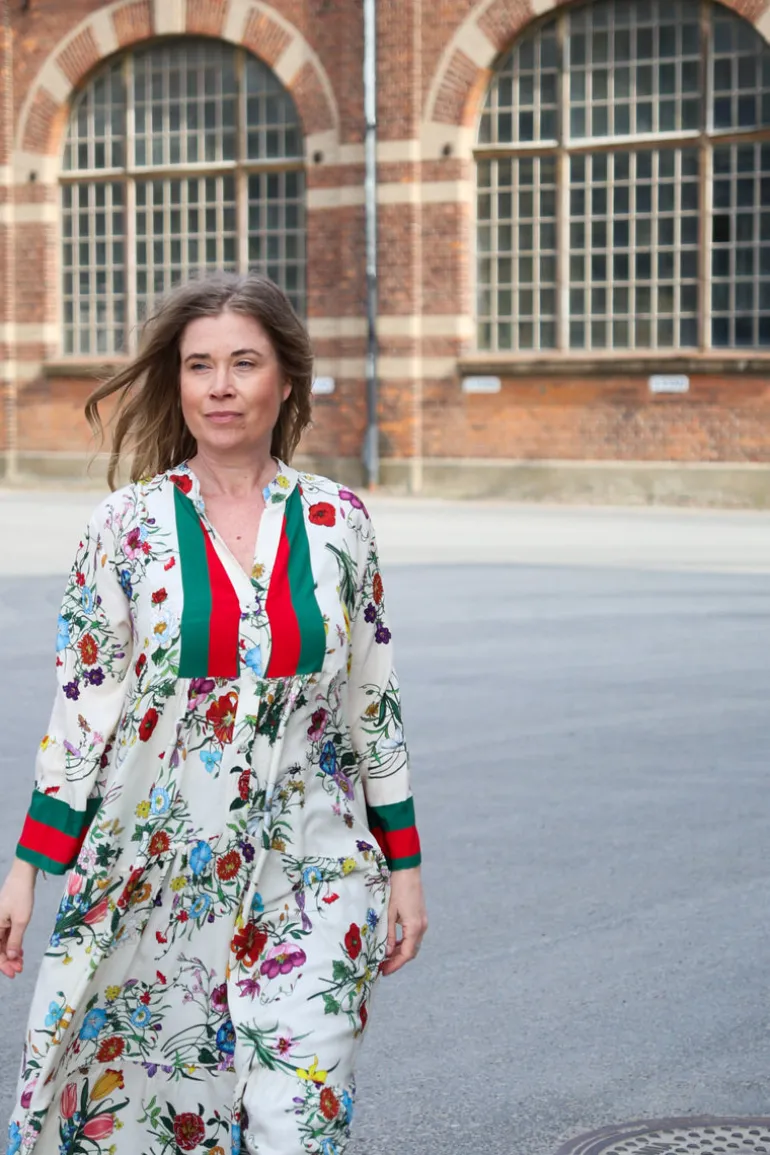 Biarritz Viscose Maxi Dress, Beige/Green