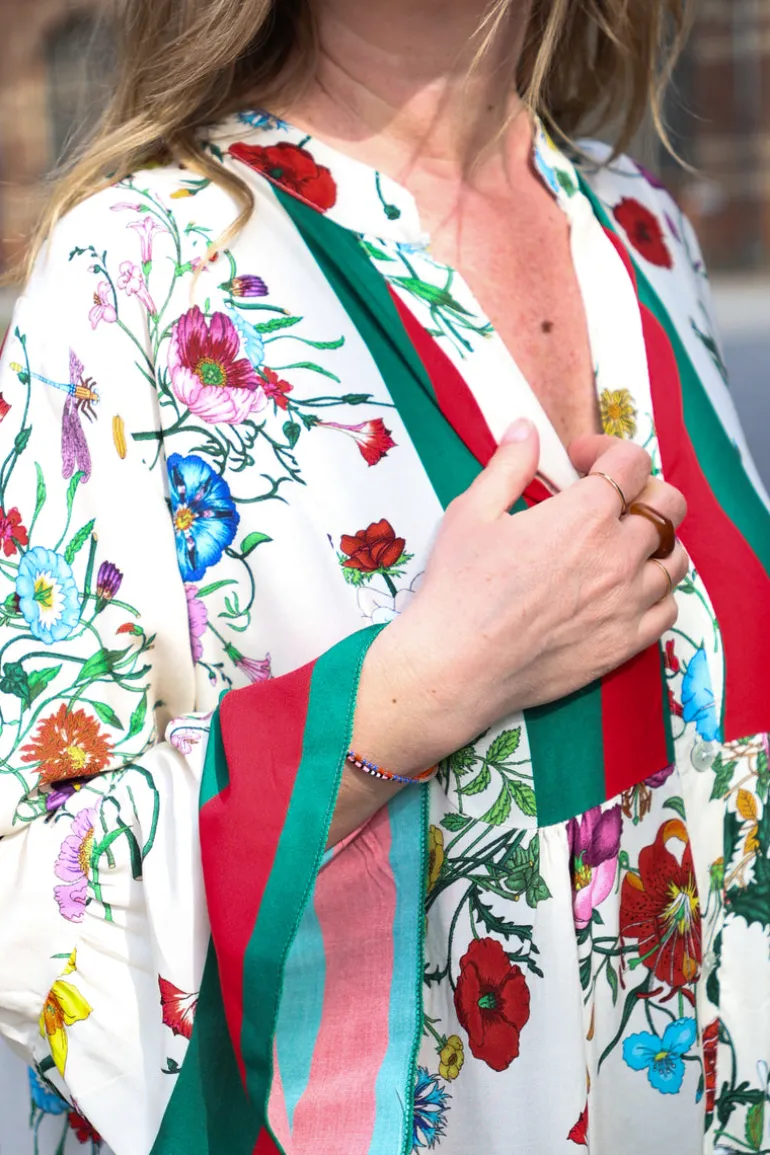 Biarritz Viscose Maxi Dress, Beige/Green