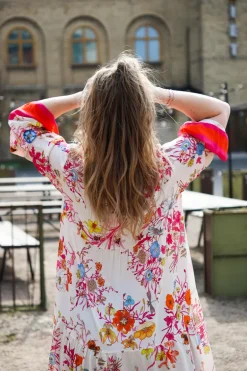 Biarritz Viscose Maxi Dress, Beige/Pink