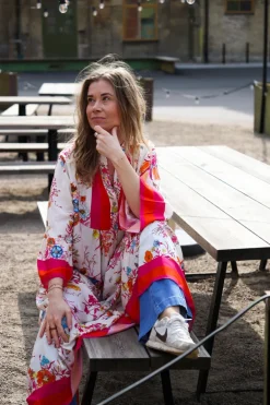 Biarritz Viscose Maxi Dress, Beige/Pink