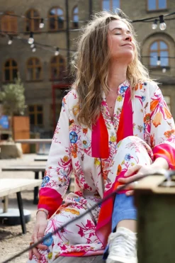 Biarritz Viscose Maxi Dress, Beige/Pink