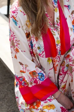 Biarritz Viscose Maxi Dress, Beige/Pink