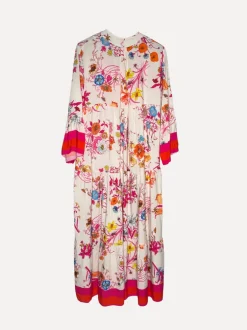 Biarritz Viscose Maxi Dress, Beige/Pink