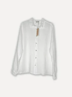Boyfriend Attitude Linen Shirt, White