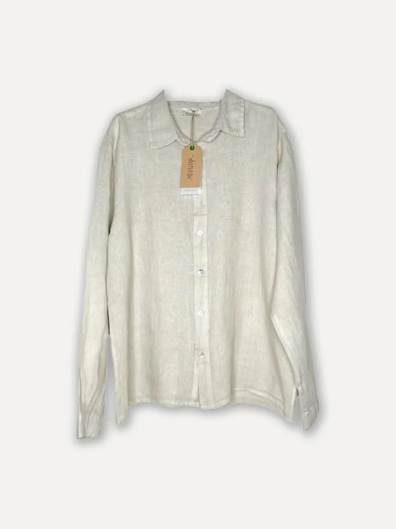 Boyfriend Attitude Linen Shirt, Beige