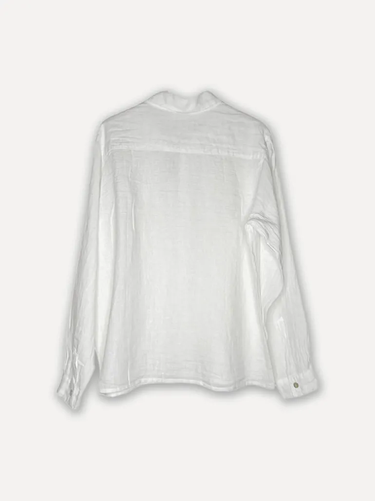 Boyfriend Attitude Linen Shirt, White