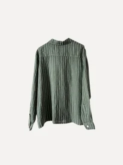 Boyfriend Attitude Stripe Linen Shirt, Army