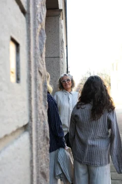 Boyfriend Attitude Stripe Linen Shirt, Beige