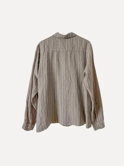 Boyfriend Attitude Stripe Linen Shirt, Taupe
