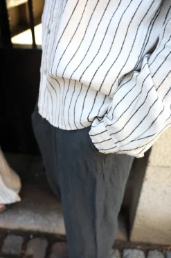 Boyfriend Attitude Stripe Linen Shirt, Beige