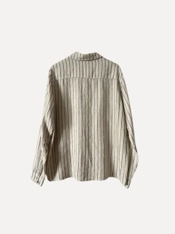 Boyfriend Attitude Stripe Linen Shirt, Beige