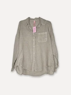 Boyfriend Girlfriend Allfriends Linen Shirt, Taupe
