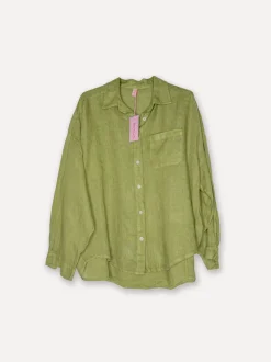 Boyfriend Girlfriend Allfriends Linen Shirt, Olive Green