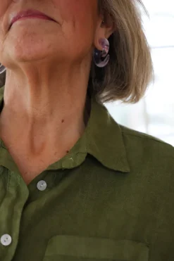 Boyfriend Girlfriend Allfriends Linen Shirt, Olive Green