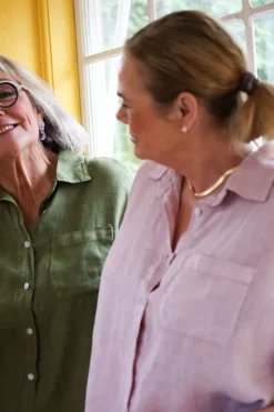 Boyfriend Girlfriend Allfriends Linen Shirt, Dusty Pink