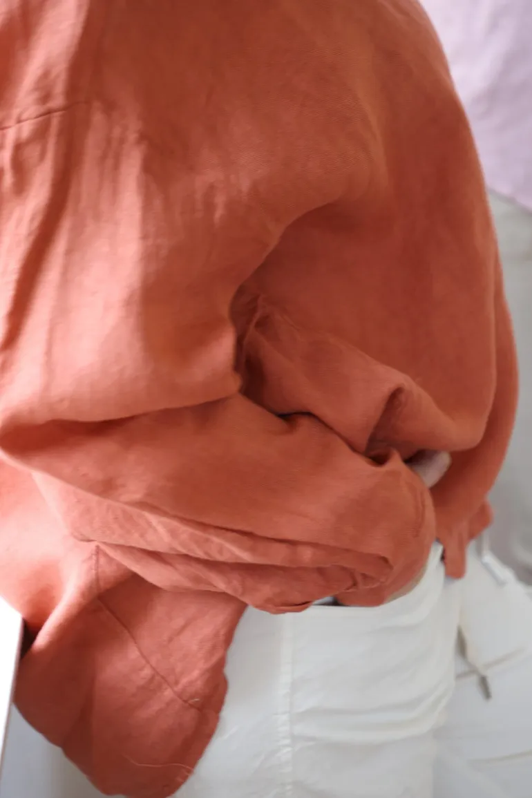 Boyfriend Girlfriend Allfriends Linen Shirt, Tomato