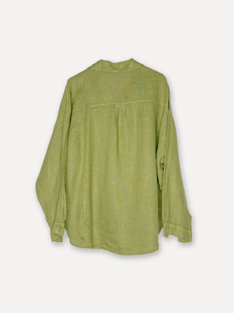 Boyfriend Girlfriend Allfriends Linen Shirt, Olive Green