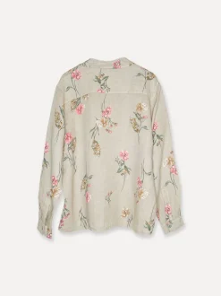 Buongiorno Flowery Linen Shirt, Beige