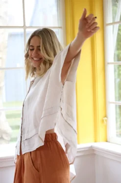 Butterfly Linen Shirt, Beige